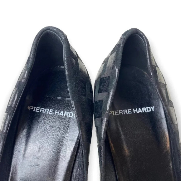Pierre Hardy  Black Suede & Silver Metallic Peep Toe Heels - Picture 9 of 11